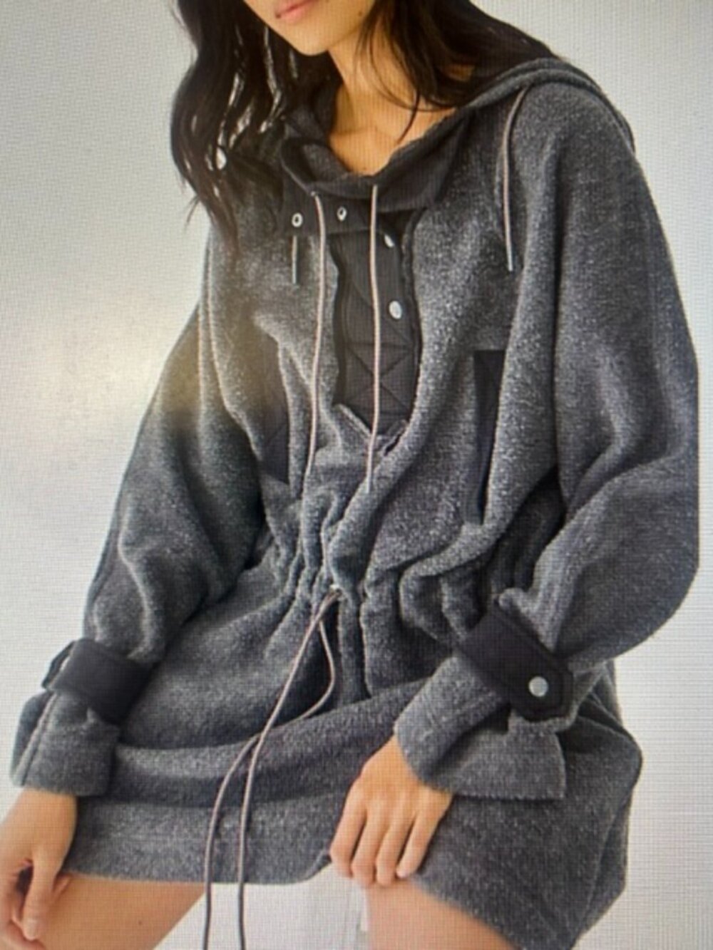 We The Free Free People Sadie Surplus Fleece Knit Hoodie Pullover Jacket NEW